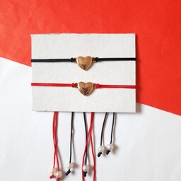 دستبند عاشقانه سیاه و قرمز مخصوص دو عاشق مناسب هدیه ولنتاین  با گره کشویی