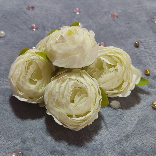 گل لمسی آماده رنگ لیمویی با قابلیت نصب ساقه - گل گلبرگ کریستال لوازم گلسازی خارجی 