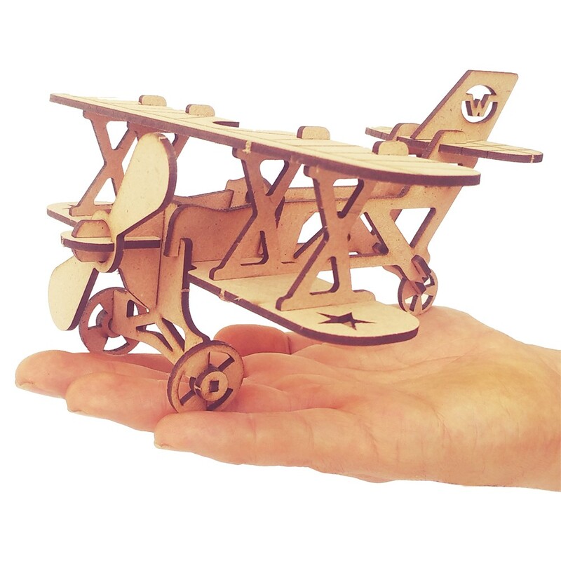 پازل چوبی سه بعدی هواپیما ملخی (همراه با راهنمایی نصب رنگی )