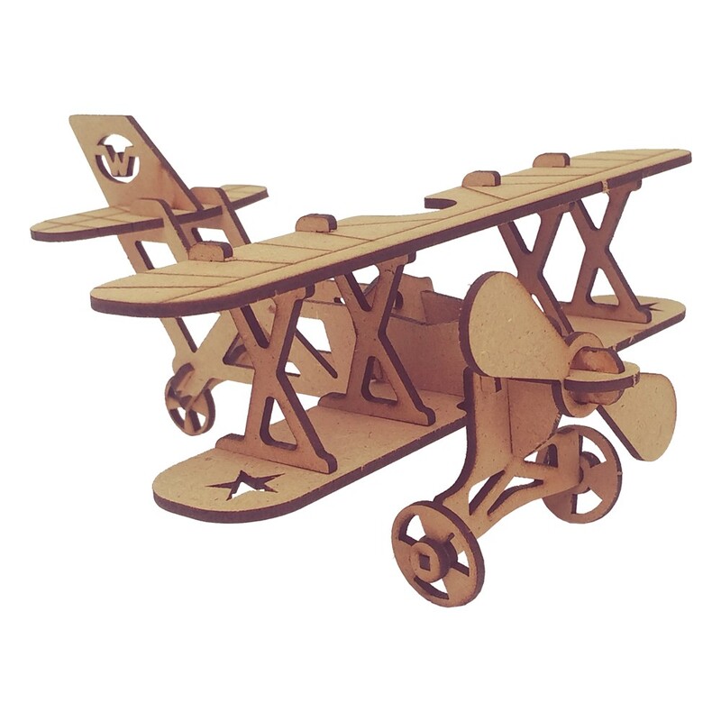 پازل چوبی سه بعدی هواپیما ملخی (همراه با راهنمایی نصب رنگی )