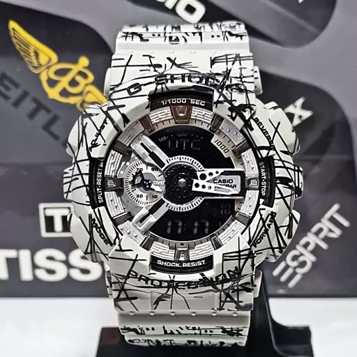 ساعت  مچی جیشاک GA110  (جی شاک GShock) ، صد در صد ضدآب ، تنظیم اتوماتیک با پایتخت کشورها ، اتولایت دار