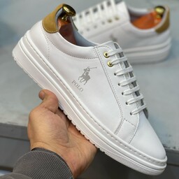 کفش ونس مردانه رنگ سفید مدل پولو سایز 40 الی 44 رویه چرم مصنوعی و زیره pu  کد 5405