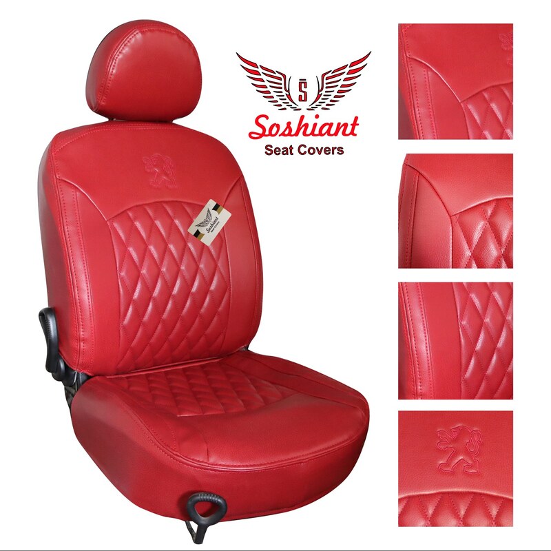 روکش صندلی سوشیانت مناسب برای پژو 206 و 207 چرم قرمز تیره لمسه گلدوزی 