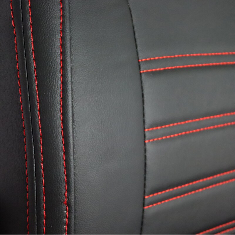 روکش صندلی سوشیانت مناسب برای پژو 206 و 207 چرم طرح آذین دوخت قرمز با پشت گردنی