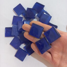 کاشی شیشه ای رنگ آبی لاجوردی 2.5سانتیمتری مخصوص هنر موزاییک