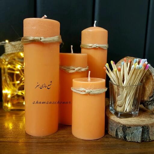 شمع استوانه نارنجی رنگ قطر 6 سانت قابل اجرا در رنگ دلخواه مشتری عزیز 