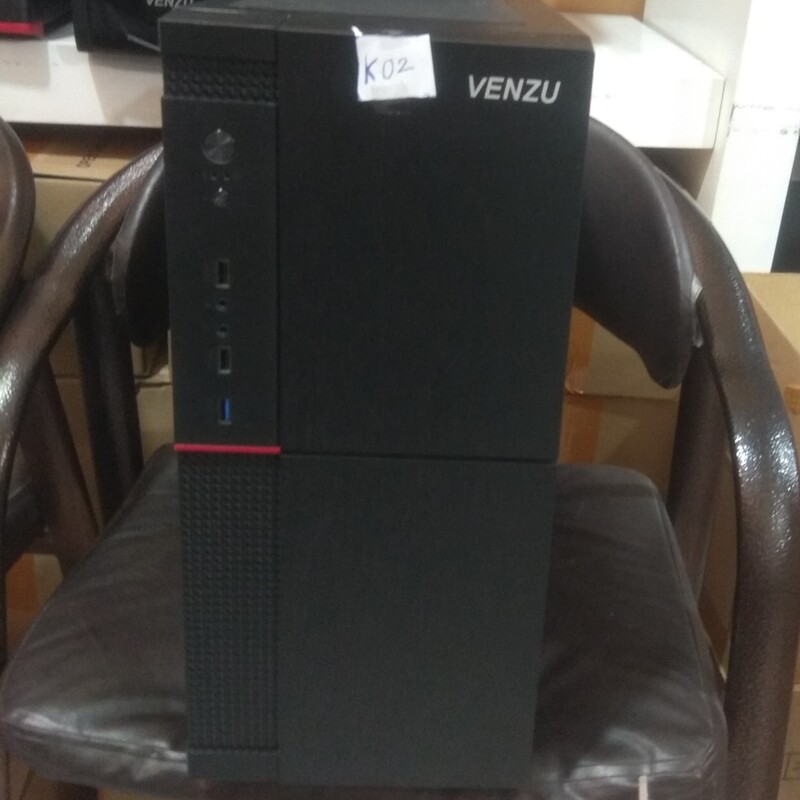 قاب کیس ونزو برای قطعات گیمینگ VENZO USB3.0  model .K02رنگ مشکی دارای درب بغل شیشه ای و دو فن 