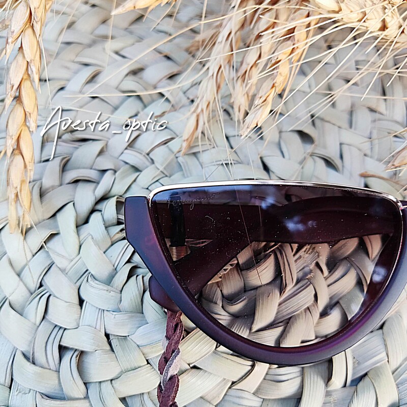 عینک آفتابی زنانه فراگامو UV400 رنگ قهوه ای تیره،جنس کائوچو فوق العاده سبک
