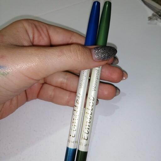 مداد سبز و آبی مناسب لب و چشم  توی بار آسیب دیده به همین دلیل شامل تخفیف است پک دو عددی 