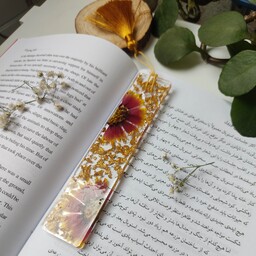 نشانگر کتاب ساخته شده با گل و برگ طبیعی،وزن سبک،شفاف،شیشه ای و براق 