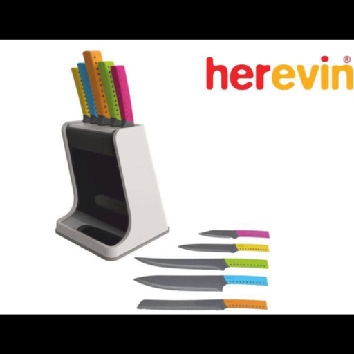 سرویس کارد و چاقو آشپزخانه تیغه روکش گرانیت برند Hervin ترکیه(اصل) به ضمانت با دسته منحصر به فرد