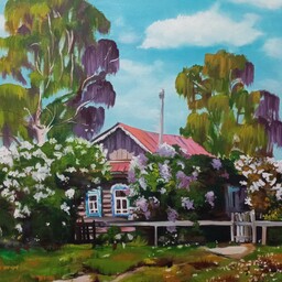 نقاشی خونه و طبیعت رنگ روغن ، 50 در 50