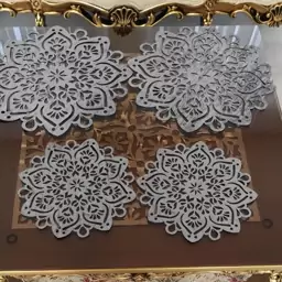 رومیزی 4تکه مخمل طوسی 