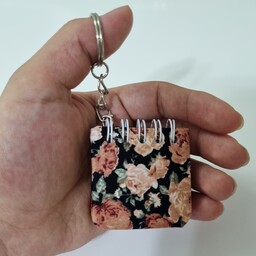 دفترچه کوچک جاکلیدی پارچه ای گلدار فانتزی سیمی کاغذ کاهی 