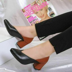 کفش زنانه پاشنه دار (پاشنه 5 سانتی) طرح خاص سبک و راحت جنس رویه چرم صنعتی موجود در سایز های 36 تا 41
