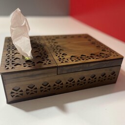 جعبه چای کیسه ای همراه جعبه چوبی دستمال کاغذی  یا تی باکس 
