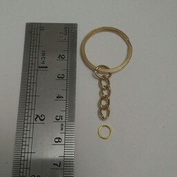 بسته 50 عددی حلقه زنجیر  جاکلیدی و جاسوییچی طلایی تخت 2.8 سانتی با حلقه اتصال