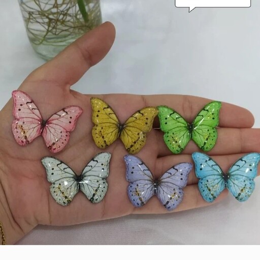 ست زیورالات طرح پروانه رنگ پاستیلی