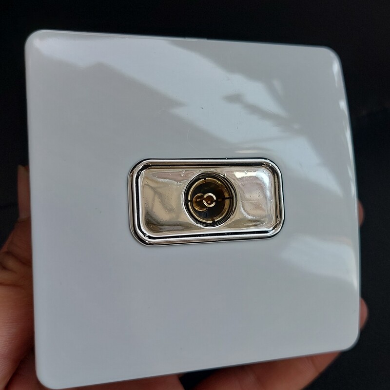 کلید پریز آنتن کریستال سفید نقره ای آسیا الکتریک