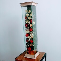 باکس شیشه ای گل خشک طبیعی ابعاد 50  در 13 سانتی متر