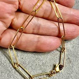 دستبند زنجیری رولوو طلایی مشابه طلا بطول 17س با 3س اضافه وقفل طوطی