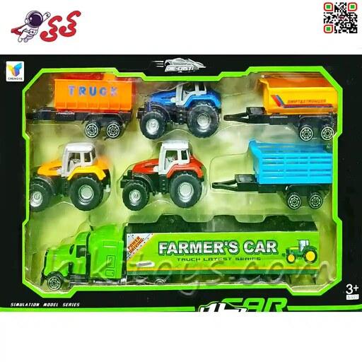 تراکتور فلزی اسباب بازی با یدک کش و تریلی اسباب بازی سری مشاغل FARMERS CAR H301