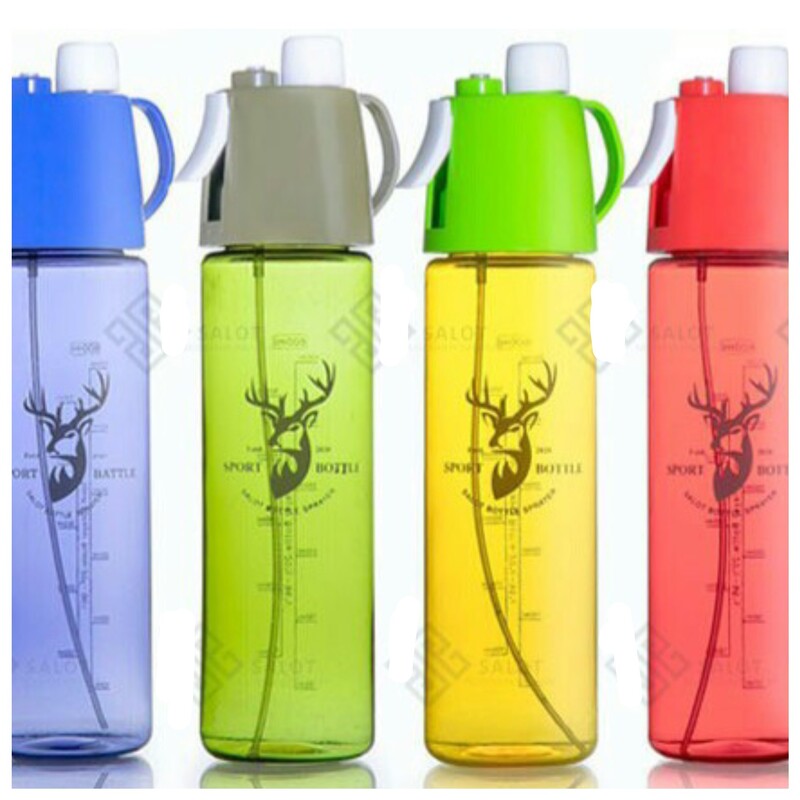 قمقمه آب اسپری دار  ورزشی نشکن در چهار  رنگ متنوع 