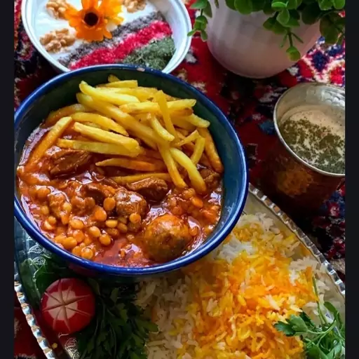 چلو خورشت قیمه خانگی  500 گرمی