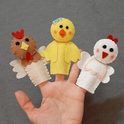 پک 3 عددی عروسک انگشتی (مرغ و خروس و جوجه)