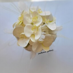 دسته گل عروس با گل ارکیده و پیونی
