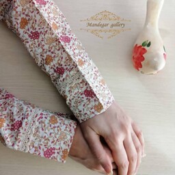 ساق دست یا آستینک کتان نخ با طرح گل گلی و قد 40 سانت