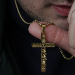 گردنبند صلیب سه حلقه و تک حلقه با زنجیر استیل زنانه و مردانه