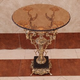 میز خاطره برنزی مدل 4 فرشته ستون زنبوری پایه سنگی مربع کد 7212 (میز خاطره برنجی)