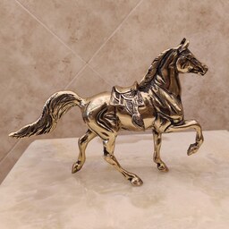 مجسمه برنزی دکوری حیوانات مدل اسب زین دار بزرگ کد 2411 ( مجسمه برنجی )