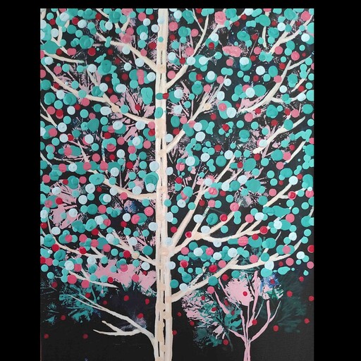 تابلو نقاشی درخت شادی با  رنگ اکریلیک روی بوم      از  برند فرانگار  faranegar  بادوام  قابل شستشو 