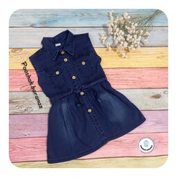 پیراهن دخترانه جین ،خنک و مناسب تابستان و بهار، رنگ آبی(سارافون لی)