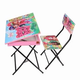 میز تحریر تاشو باکس دار دخترانه همراه با صندلی تاشو 