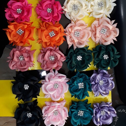 گل سر  یا کش مو روبانی شیک و با کیفیت ( پک 12 عددی قیمت عمده ) در رنگ بندی مختلف ارسال رایگان
