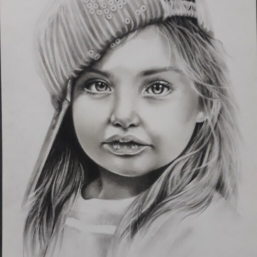نقاشی چهره سیاه قلم دختر بچه