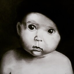 نقاشی سیاه قلم  کودک