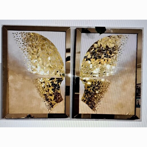 تابلوی آینه ای  پروانه دو تیکه سایز 80 در 60 