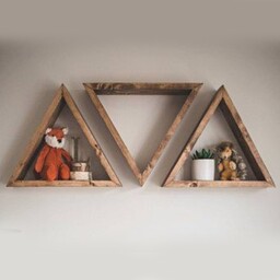 شلف دیواری چوبی مثلثی سه تایی (هزینه ارسال به عهده مشتری )