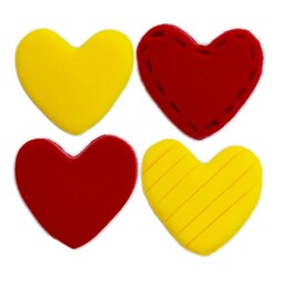  مگنت  خمیری طرح قلب زرد  و قرمز4 سانتی متری پک 4 عددی
