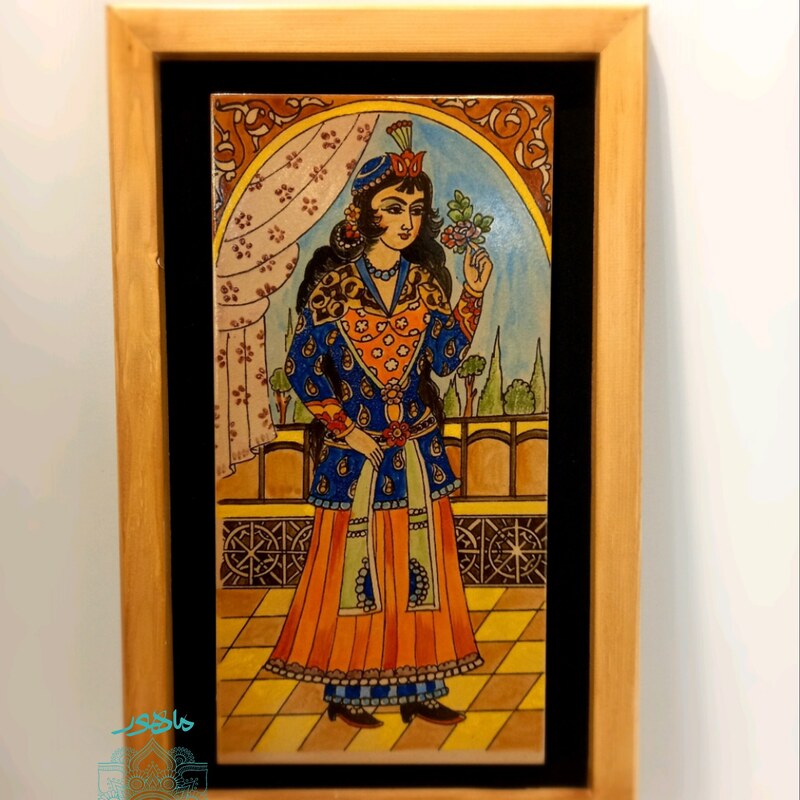 تابلو دختر قاجاری سرامیکی نقاشی