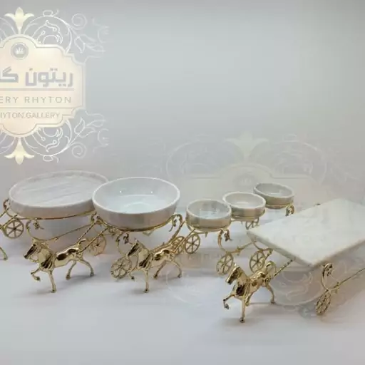 سرویس پذیرایی ظروف سنگی و اسب برنزی