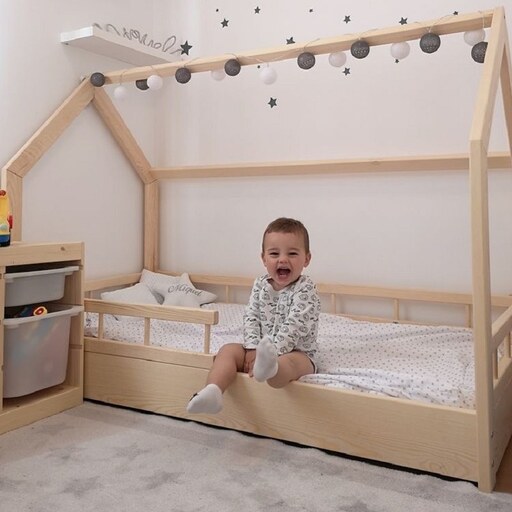 تخت خواب  کودک و نوزاد روستیک دکور مدل خانه