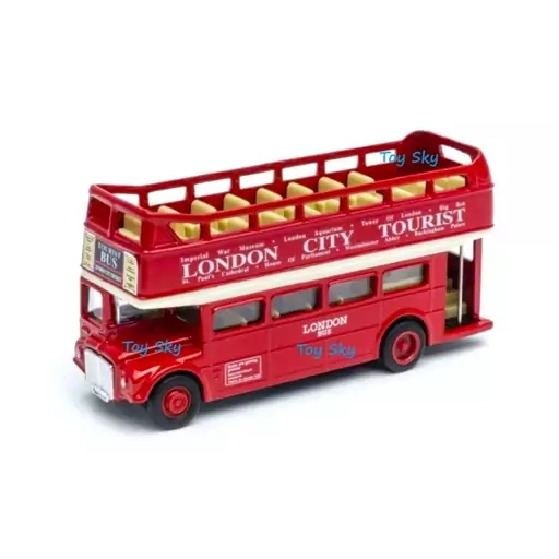 ماکت اتوبوس - اتوبوس لندن مدل بدون سقف - London Bus - از برند با کیفیت ویلی Welly - فلزی و سنگین وزن - عقبکش