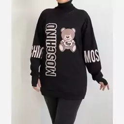 بلوز فینگردار moschino زنانه (فری 38 تا 46) بلوز بلند زنانه - بلوز زنانه دخترانه - زیر مانتویی مشکی