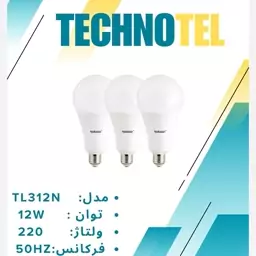 لامپ حبابی 12 وات TL312N تکنوتل