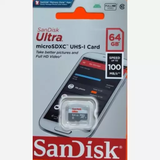 کارت حافظه MicroSDXC سن دیسک Ultra A1  با ظرفیت 64